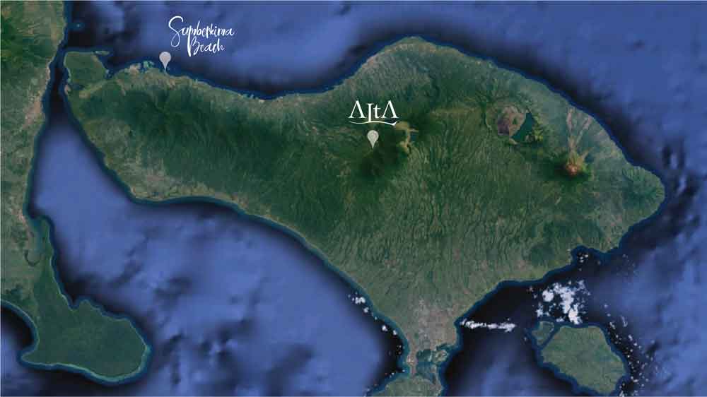 People-and-Planet Locations ALTA and Sumberkima Beach on Bali map
